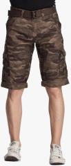 Beevee Brown Printed Slim Fit Regular Shorts men