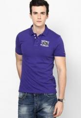 Being Human Clothing Solid Blue Polo T Shirt men
