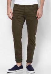 Being Human Clothing Solid Green Chinos men