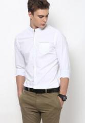 Being Human Clothing Solid White Casual Shirt men