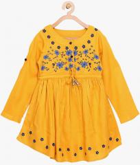 Bella Moda Yellow Embroidered Dress women