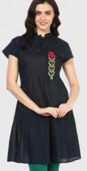 Bhama Couture Navy Blue Embroidered Tunic women