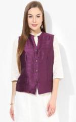 Biba Purple Printed Cotton Blend Jacket women