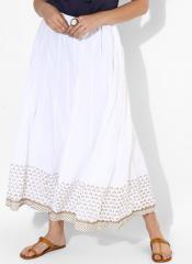 Biba White Printed Flared Skirt women