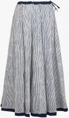 Biba White Striped Flared Skirt women