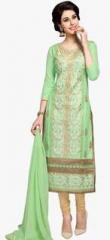 Blissta Green Embroidered Dress Material women