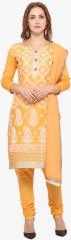 Blissta Orange Embroidered Dress Material women