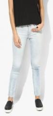 Calvin Klein Jeans Light Blue Washed Mid Rise Skinny Jeans women