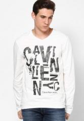 Calvin Klein Jeans White V Neck T Shirt men