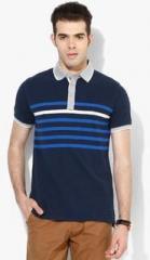 Celio Blue Striped Polo T Shirt men