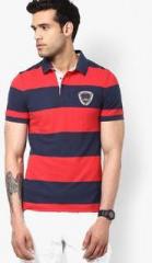 Celio Red Striped Polo T Shirts men