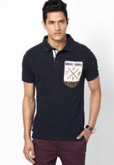 Celio Solid Navy Blue Polo T Shirt men
