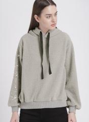 Chemistry Grey Self Design Pullover Sweater women