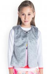 Cherry Crumble Grey Solid Open Front Jacket girls