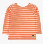 Cherry Crumble Orange Striped Round Neck T Shirt girls