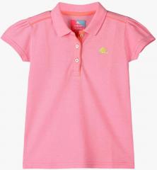 Cherry Crumble Pink Solid Polo T Shirt girls