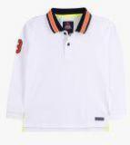 Cherry Crumble White Solid Regular Fit Polo T shirt boys