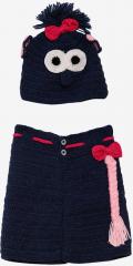 Chutput Blue Self Design Mini Skirt Set girls