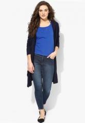 Code By Lifestyle Navy Blue Solid Shrug women