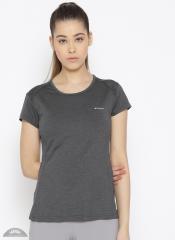 Columbia Charcoal Solid Round Neck T Shirt women