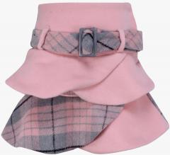 Cutecumber Peach & Grey Checked Tiered Knee Length Skirt girls