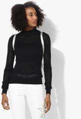 Deal Jeans Black Self Design Sweater women