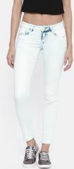 Deal Jeans Ice Blue Solid Mid Rise Skinny Fit Jeans women