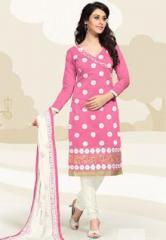 Desi Look Pink Embellished Dress Material women
