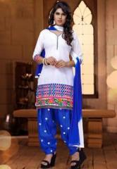 Desi Look White Embroidered Dress Material women