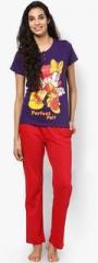 Disney By July Nightwear Purple Printed Pyjama & Top Nightwear Sets women