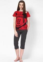 Disney By July Nightwear Red Printed Capri & Top Nightwear Sets women