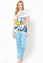 Disney By July Nightwear White Printed Pyjama & Top Nightwear Sets women