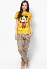 Disney By July Nightwear Yellow Printed Pyjama & Top Nightwear Sets women