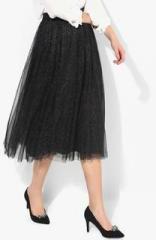 Dorothy Perkins Black Textured Flared Skirt women