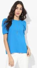 Dorothy Perkins Blue Solid Blouse With Chain women