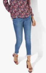 Dorothy Perkins Blue Solid Mid Rise Skinny Fit Jeans women