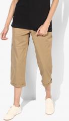 Dorothy Perkins Khaki Solid Regular Fit Cropped Chinos women