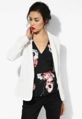 Dorothy Perkins White Solid Fitted Blazer women