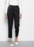 DOROTHY PERKINS Women Charcoal Grey & Pink Regular Fit Checked Trousers