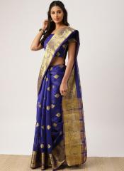 Drape Stories Blue Woven Design Silk Blend Saree