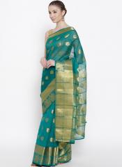 Drape Stories Green & Golden Woven Design Saree women