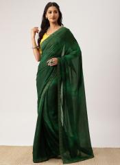 Drape Stories Green Printed Poly Georgette Saree women