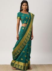 Drape Stories Green Woven Design Silk Blend Saree