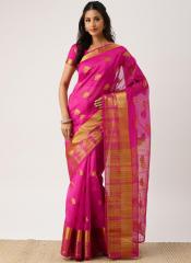 Drape Stories Pink Woven Design Silk Blend Saree