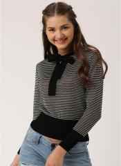 Dressberry Black Striped Sweater women