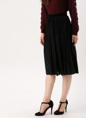 Dressberry Black Striped Velvet A Line Skirt women