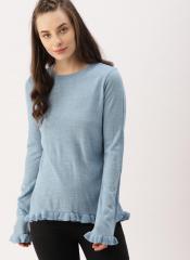 Dressberry Blue Solid Pullover women