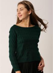 Dressberry Green Self Pattern Sweater women