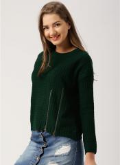 Dressberry Green Textured Sweater women