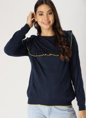 Dressberry Navy Blue Solid Pullover women